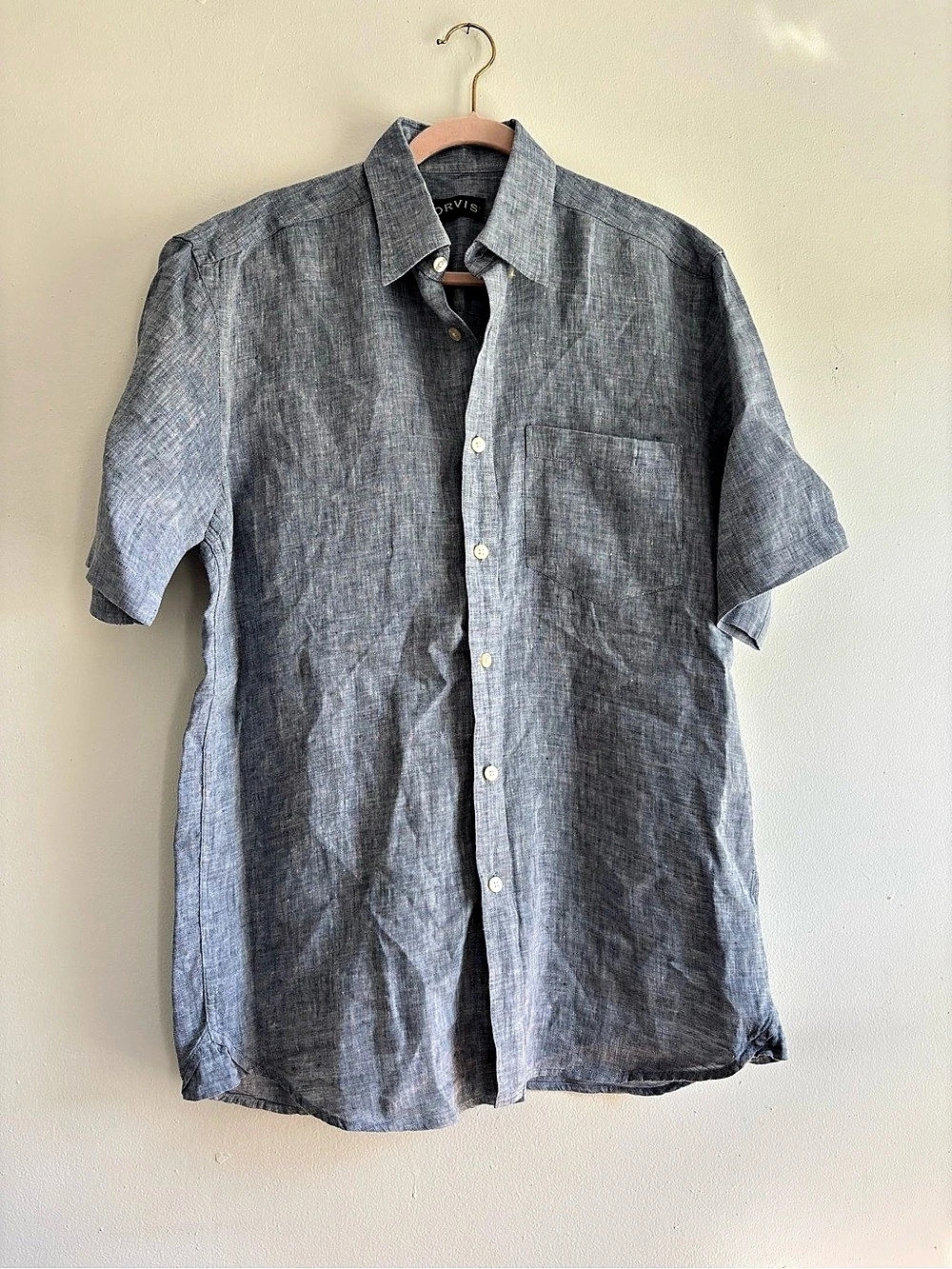 Orvis 100% Linen Short Sleeve Shirt in Blue